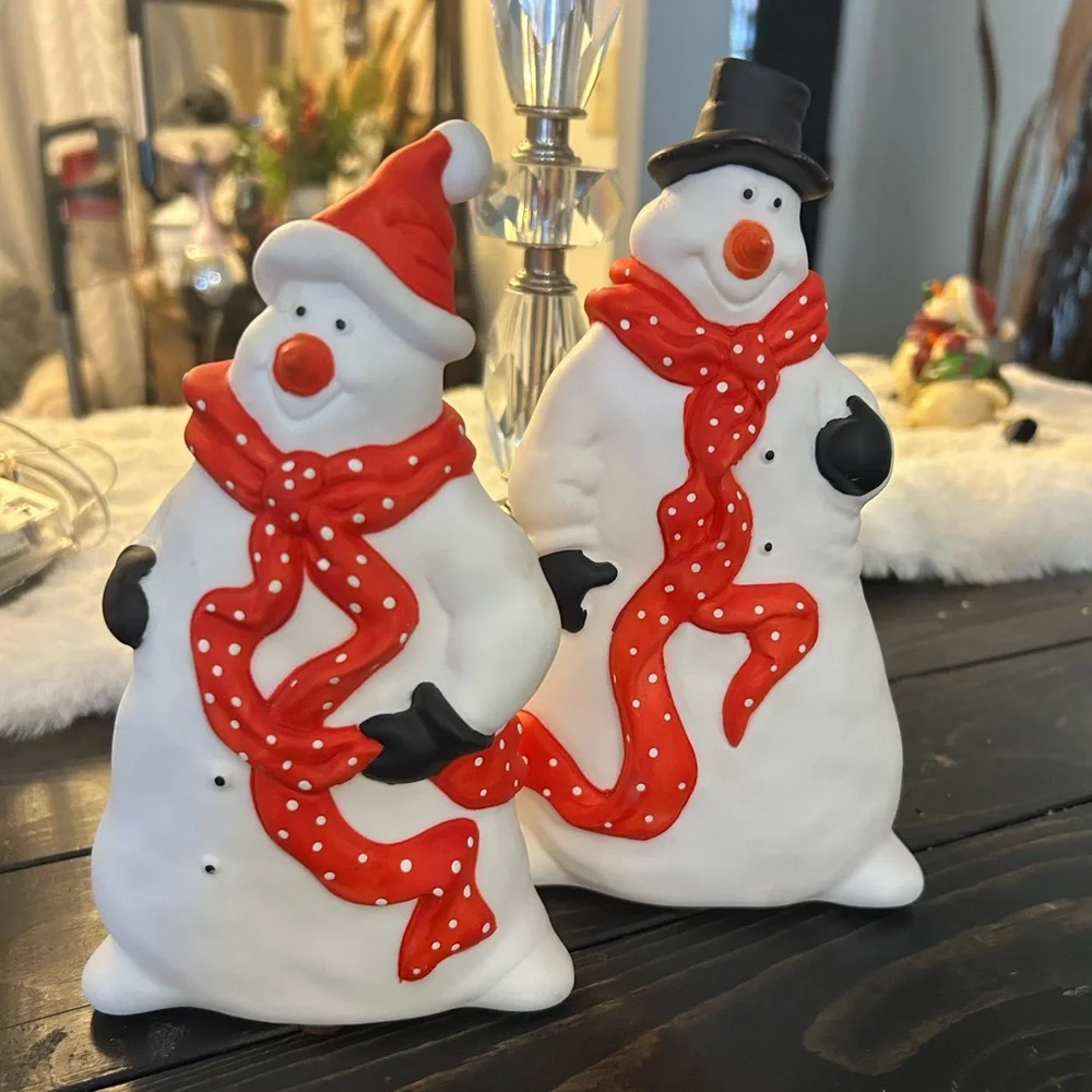 50%offw❤️ Department 56 SNOWMAN Polka Dot Scarf Top Hat Shelf Decor Flat 8